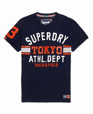 Superdry Track & Field Lite Tri Férfi Pólók Sötétkék | SIVXE2397